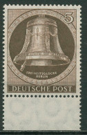 Berlin 1951 Freiheitsglocke, Klöppel Nach Links Mit Unterrand 75 UR Postfrisch - Ungebraucht