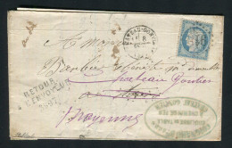 Rare Lettre De Château Gontier Pour Tours ( 1871 ) Avec Un N° 60 Redirigée - 1849-1876: Classic Period