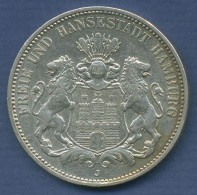 Hamburg 3 Mark Silber 1909 J, Wappen Der Hansestadt, J 64 Vz/vz+ (m6578) - 2, 3 & 5 Mark Plata