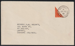 Guernsey, Chennel Islands, 1941, Bisected UK Stamp 2 On Cover - Occupation 1938-45