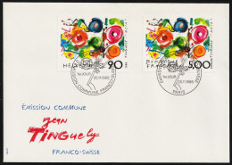 1988 France / Switzerland Contemporary Art By Jean Tinguely Joint FDC - Emissions Communes