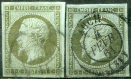 FRANCE - Y&T  N° 11-11a (o)…petits Cachets à Date - 1853-1860 Napoleon III