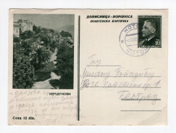 1953. YUGOSLAVIA,MONTENEGRO,KOTOR TO BELGRADE,HERCEG NOVI 10 DIN. TITO ILLUSTRATED STATIONERY CARD,USED - Postwaardestukken