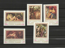 Fujeira 1972 Nude Paintings Lucas Cranach, Titian, Veronese, Tintoretto Set Of 5 Imperf. MNH - Desnudos