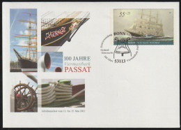 2011 Germany Centenary Of Sail Ship Passat Postal Stationery With First Day Cancel - Bateaux