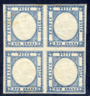 1861 - 2 Grana Azzurro In Blocco Di 4 Nuovo SG Con Varietà  - Leggere Descrizione (2 Immagini) - Neapel