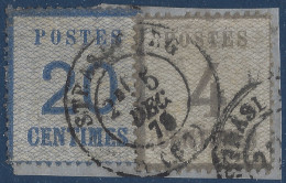 ALSACE LORRAINE Fragment N°3 4c Gris & N°6 20c Bleu Oblit 5 DEC 1870 Dateur Français De STRASBOURG Rare Association TTB - Other & Unclassified