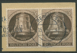 Berlin 1951 Freiheitsglocke, Klöppel Nach Links 75 Paar Gestempelt, Briefstück - Used Stamps