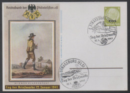 ALSACE - III REICH / 12-1-1941 ENTIER POSTAL ILLUSTRE & OBLITERATIONS - JOURNEE DU TIMBRE / COTE STORCH 25.00 EUROS - Briefe U. Dokumente