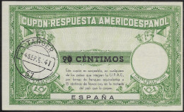 Spagna 4-9-1954 TANGERI. Coupon Reponse Reply Coupon UPAE I Tipo. Modifica A Penna Del Prezzo Di Vendita: 90/20 Céntimos - Other & Unclassified