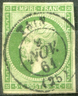 FRANCE - Y&T  N° 12 (o)...petit Cachet à Date - 1853-1860 Napoléon III