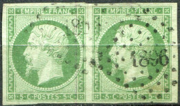 FRANCE - Y&T  N° 12 (o)...paire Losange Petits Chiffres...fente De 6 Mm Au Milieu Au Nord, Hors Filets - 1853-1860 Napoléon III.