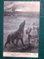 CARTE POSTALE, ART, PEINTURE ; Belle Carte "Plus Fort Que La Mort". Chien Triste Aidant à Côté De La Tombe De Son Meille - Pittura & Quadri