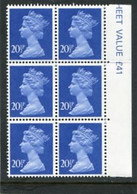 GREAT BRITAIN - 1983  MACHIN  20 1/2p  PCP  BLOCK OF 6  MINT NH - Neufs