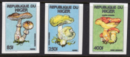 Niger 1991, Mushrooms, 3val IMPERFORATED - Niger (1960-...)