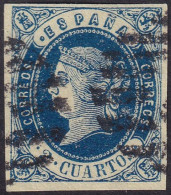 Spain 1862 Sc 55 España Ed 57a Used Parrilla Con Cifra Cancel - Used Stamps