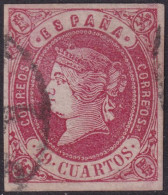 Spain 1862 Sc 58 España Ed 60 Used Cartwheel (rueda) Cancel With Certificate - Oblitérés