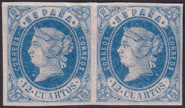 Spain 1862 Sc 57 España Ed 59 Pair MH* Some Gum Cracking - Postfris – Scharnier