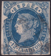 Spain 1862 Sc 57 España Ed 59itb Used Cartwheel (rueda) Cancel White Blot On Left Variety - Used Stamps