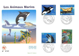 FDC GF JF - Série De 4 Timbres Animaux Marins, 4/5/02 Boulogne Sur Mer - 2000-2009