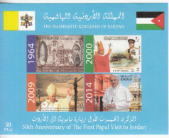 2014 Jordan Papal Visit Pope John Paul II Francis Flags Souvenir Sheet MNH - Jordanien