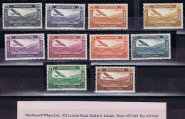 Syria 1934 Republic Airmail Set Of 10, 0.50p To 100p Brilliant Fresh Mint Hinged - Unused Stamps