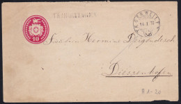 Stabstempel Triboltingen (Thurgau) Ausgebessert Auf Tüblibrief 1878 (Schweiz) - Stamped Stationery