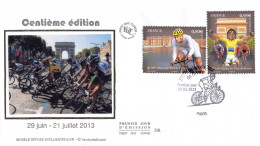 FDC Soie - (2 Sur 4) 100e édition Du Tour De France, Oblit 29/6/13 Paris - 2010-2019