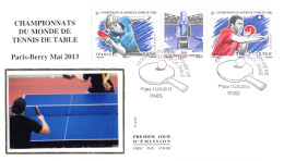 FDC Soie - Championnats Du Monde Tennis De Table, Oblit 13/5/13 Paris - 2010-2019