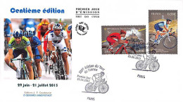 FDC - (1 Sur 4) 100e édition Du Tour De France, Oblit 29/6/13 Paris - 2010-2019