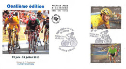 FDC - (3 Sur 4) 100e édition Du Tour De France, Oblit 29/6/13 Paris - 2010-2019