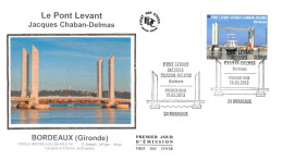 FDC Soie - Pont Levant Jacques Chaban-Delmas, Oblit 16/3/13 Bordeaux - 2010-2019