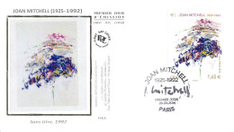 FDC Soie - Tableau Joan Mitchell, Oblit 28/3/14 Paris - 2010-2019