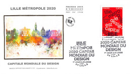 FDC Soie - Lille 2020, Capitale Mondiale Du Design - 3/1/2020 - 2020-…
