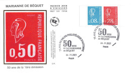 FDC Soie - 50 Ans Marianne De Béquet - 4/11/2021 Paris - 2020-…