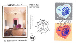 FDC Soie - Cœurs 2022 Saint-Louis - 28/1/2022 Paris - 2020-…