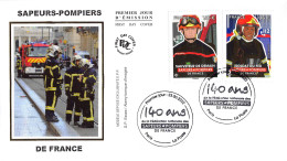 FDC Soie - 140 Ans Féd. Sapeurs-Pompiers (2 Env) - 23/6/2022 Paris - 2020-…