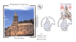 FDC Soie - Basilique D'Orcival, Puy De Dôme - Oblit 13/5/2010 - 2010-2019