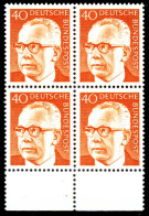 BRD DS HEINEM Nr 639 Postfrisch VIERERBLOCK URA X27C492 - Unused Stamps