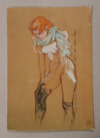 90s-Henri De Toulouse-Lautrec-Femme Tirant Son Bas, Vers 1894-Vintage Postcard-used With Stamp-1997-USA - Malerei & Gemälde