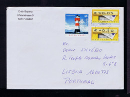 Gc8699 GERMANY "ROTER SAND" Lighthouses Phares Architecture (2 Labels Machine) Mailed Portugal - Lighthouses