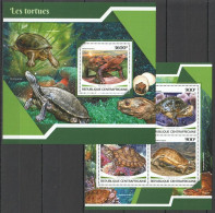 Central Africa Rep. (Centrafricaine) - 2017 - Turtles - Yv 5213/16 + Bf 1174 - Turtles