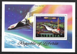 LIBERIA....." 1974."....CONCORDE AND SHUTTLE ON MINI SHEET......MNH.. - Concorde