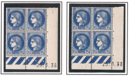 CERES 1938 1,75 F Bleu Yv 372 2 Coins Datés Planches A Et B Date 25 1 38  SANS CHARNIERE - 1930-1939