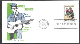 USA FDC Jackson Cachet, 1978 13 Cents Jimmy Rodgers - 1971-1980