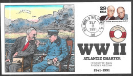 1991 Hand Painted Collins Cachet First Day Cover, Declaration Of War - 1991-2000