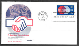 USA FDC Fleetwood Cachet, 1975 10 Cents Collective Bargaining - 1971-1980