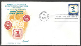 USA FDC Fleetwood Cachet, 1971 8 Cents Postal Service - 1971-1980