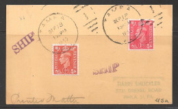 1953 Paquebot Mark British Stamps Used In Tampa Florida, On Card - Covers & Documents