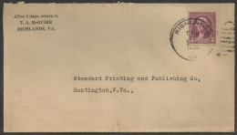 1935 Virginia Richlands Feb 3 Corner Card - Brieven En Documenten